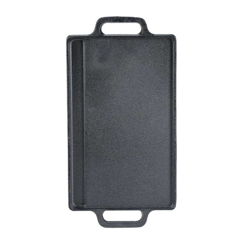 Chapa de grelhar em ferro fundido dupla face, 33x20 cm | Placa de ferro fundido |  |