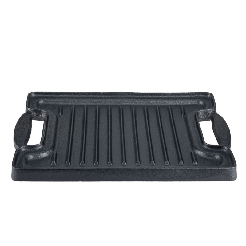 Chapa de grelhar em ferro fundido dupla face, 36x25 cm - Placa de ferro fundido