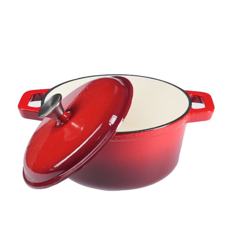 Panela em ferro fundido esmaltado, Vermelho, Ф24 - Panela de ferro fundido