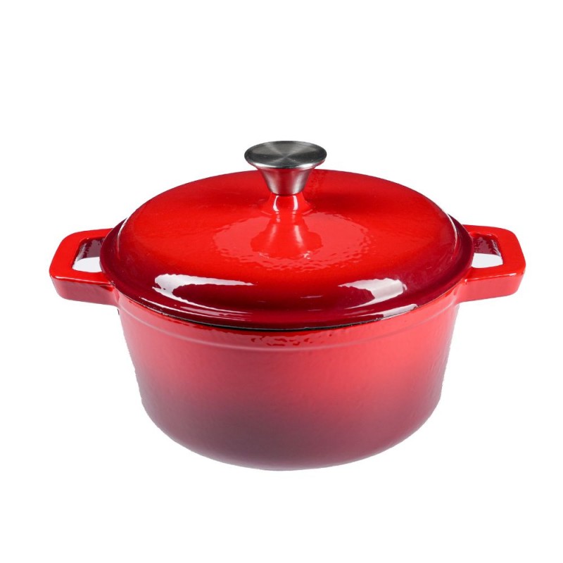 Panela em ferro fundido esmaltado, Vermelho, Ф24 - Panela de ferro fundido